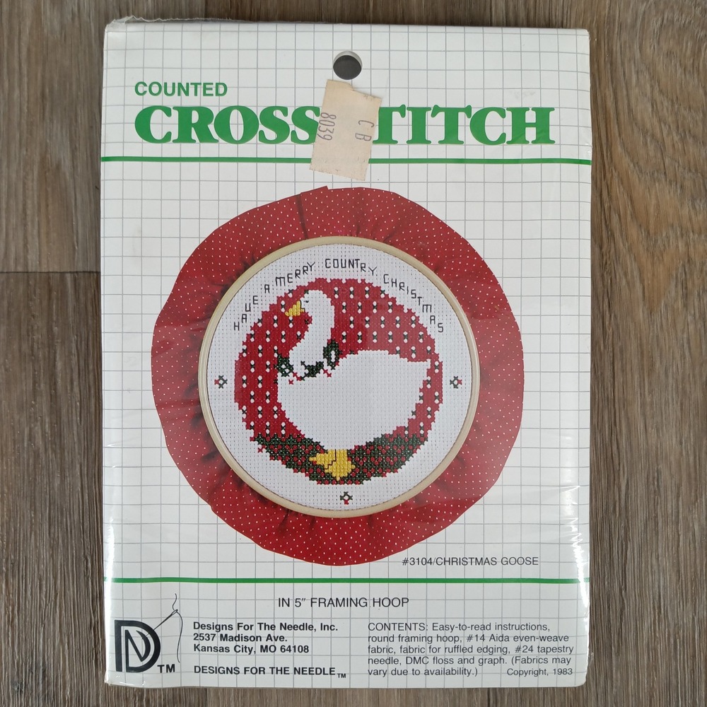 Designs For The Needle Christmas Goose Counted Cross Stitch Kit‎ 5" Hoop Vintage